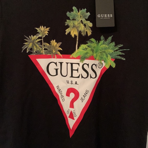 Guess Tropical Black Logo Tee shirt New with Tags size XS - Picture 2 of 4